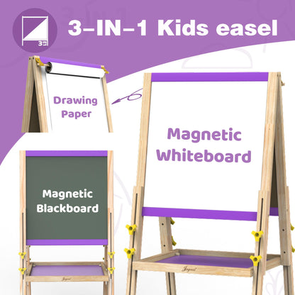 JOYOOSS Easel for Kids Art Easels for Toddlers,Adjustable Magnetic Whiteboard Chalkboard for Kid Dry Erase Board Easel for 2 Year Old and Toddler Art Easel for Kids Ages 4-8 8-12