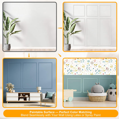 Peel and Stick Wall Molding Kit, 16.4FT x 0.91" EVA Flexible Trim for Interior Wall Decoration, Self-Adhesive Crown Molding for Wainscoting Panels and Paintable Peel and Stick Crown Trim