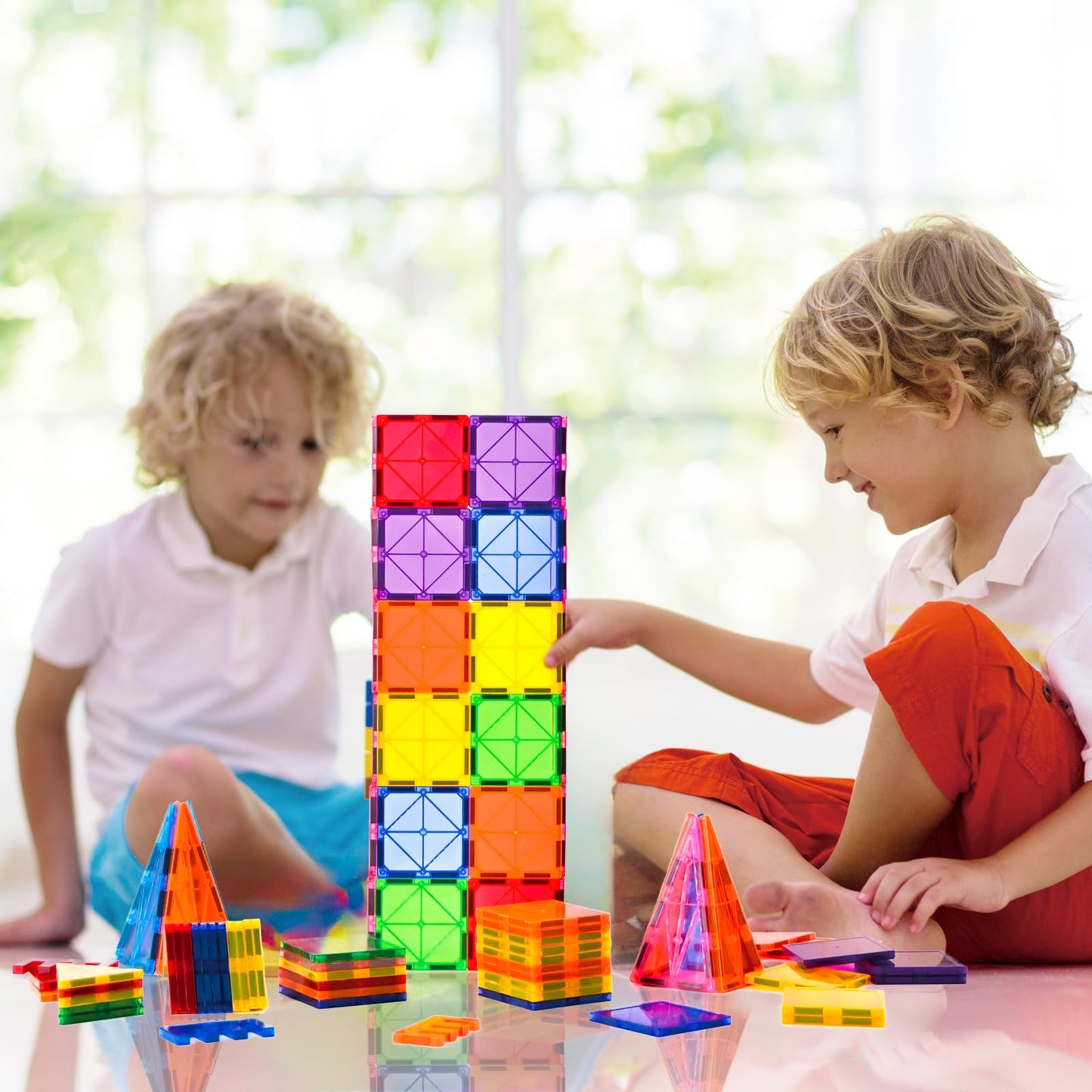 CuteTiger Mangetic Tiles, 100PCS Magnet Building Toys, Magnetic Building Set for Kids, Stacking Blocks, Perfect STEM Toys Gift for Boys and Girls