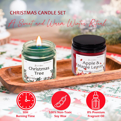 Christmas Candles Scented Candle Set: 6 Pack Christmas Scents Candle Bulk Home Scented - Holiday Candle Gifts for Women and Men - Scents of Christmas Tree/Spiced Pumpkin/Cookies/Apple/Vanilla/Fir