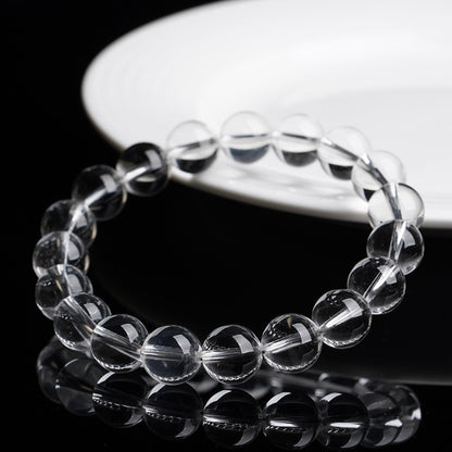 Cryhand Female 8mm Crystal Beaded Bracelets For Women Clear Quartz Bracelet for Men Handmade Lucky Money Stretchy Crystal Bracelets Best Gifts