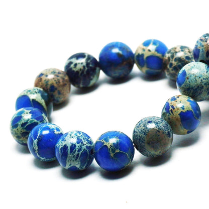 DIQIO Imperial Sea Sediment Beads for Jewelry Making - 6mm Stone Round Gemstone Beads for Bracelets(58-60pcs, Blue Imperial Sea Sediment)