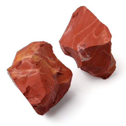 QINJIEJIE Red Jasper 2PCS Raw Crystals 1.8-2.2'' Natural Crystals Healing Stones Bulk Large Stones for Tumbling Fountain Rocks Polishing Handmade DIY Decoration Gifts