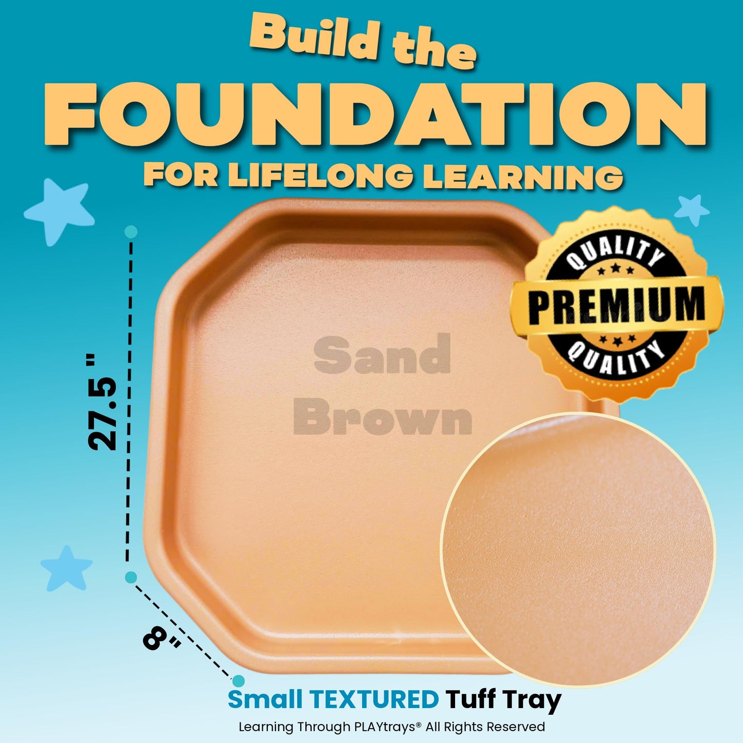 Learning Through PLAYtrays Tuff Tray 27.5” Small [Sand Brown] – Sensory Play Tray for Kids, Toddler Sensory Bin for Sand & Water Play, Montessori Activities, Reggio Classroom & Home Use