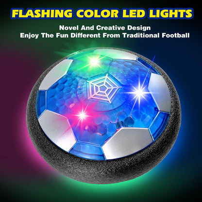Foneso Hover Soccer Ball Toys for Boys Age 3-12, LED Light Up Air Floating Soccer Ball, Indoor Outdoor Active Play Toy, Birthday for Kids Toddlers Teens (2 in 1 Set)