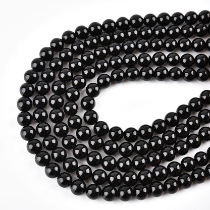 6mm Natural Black Onyx Beads Round Agate Gemstone Loose Beads for Jewelry Making (58-62pcs/strand) A