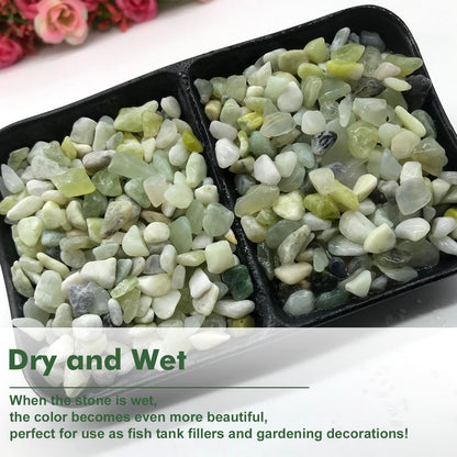 18 lbs Succulent and Cactus Bonsai Pebbles, 6-9mm Decorative Landscaping Polished Stones Natural Garden Gravel Rocks for Indoor Outdoor Plants Aquariums DIY, and Gardening Top Dressing, Jade Green