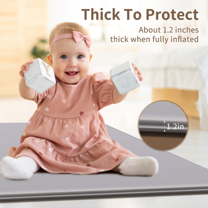 HiMummy 47”x47“ Inflating Play Mat for Playpen, 1.2 Inch Thick, Waterproof Fabric with Foam Interlayer, Provide Enough Cushion for Babies and Infants, Roll-up Design with Travel Bag (47x47)