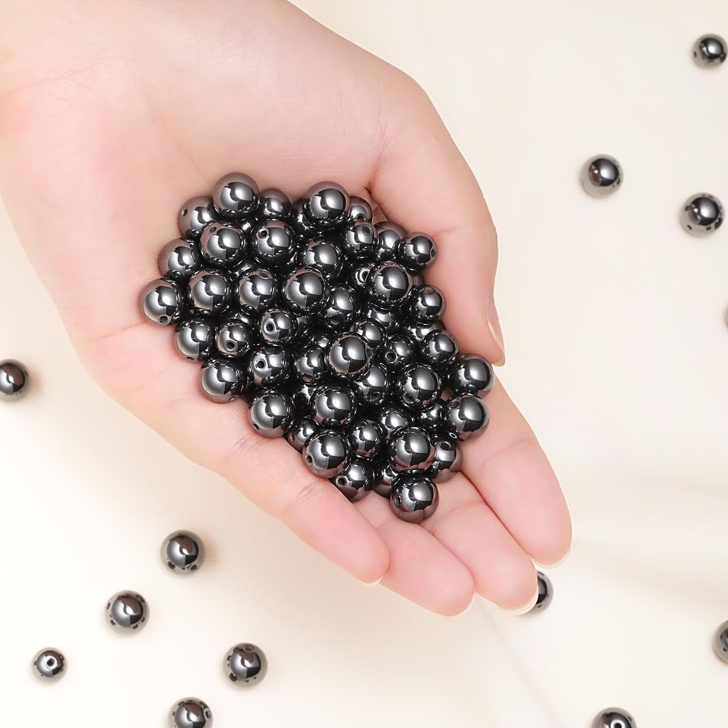 10mm Natural Black Hematite Gemstone Beads Polished Round Smooth Stone Beads for Bracelets Jewelry Making 15inch Loose Beads