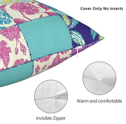 NenuVainl Throw Pillow Covers 18x18 Set of 2,Patchwork-Inspired Print Cushion Covers, Decorative Square Pillowcases for Couch, Bedroom, Living Room