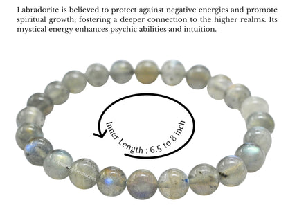 Amazing Gemstone Crystal Bracelet for Women Men's Gifts - Protection Healing Crystal Bracelet - 8mm Gemstone Beaded Stretchable Bracelet Pulseras Para Hombres Mujer Stocking Stuffers Mothers Day Gift (Labradorite)