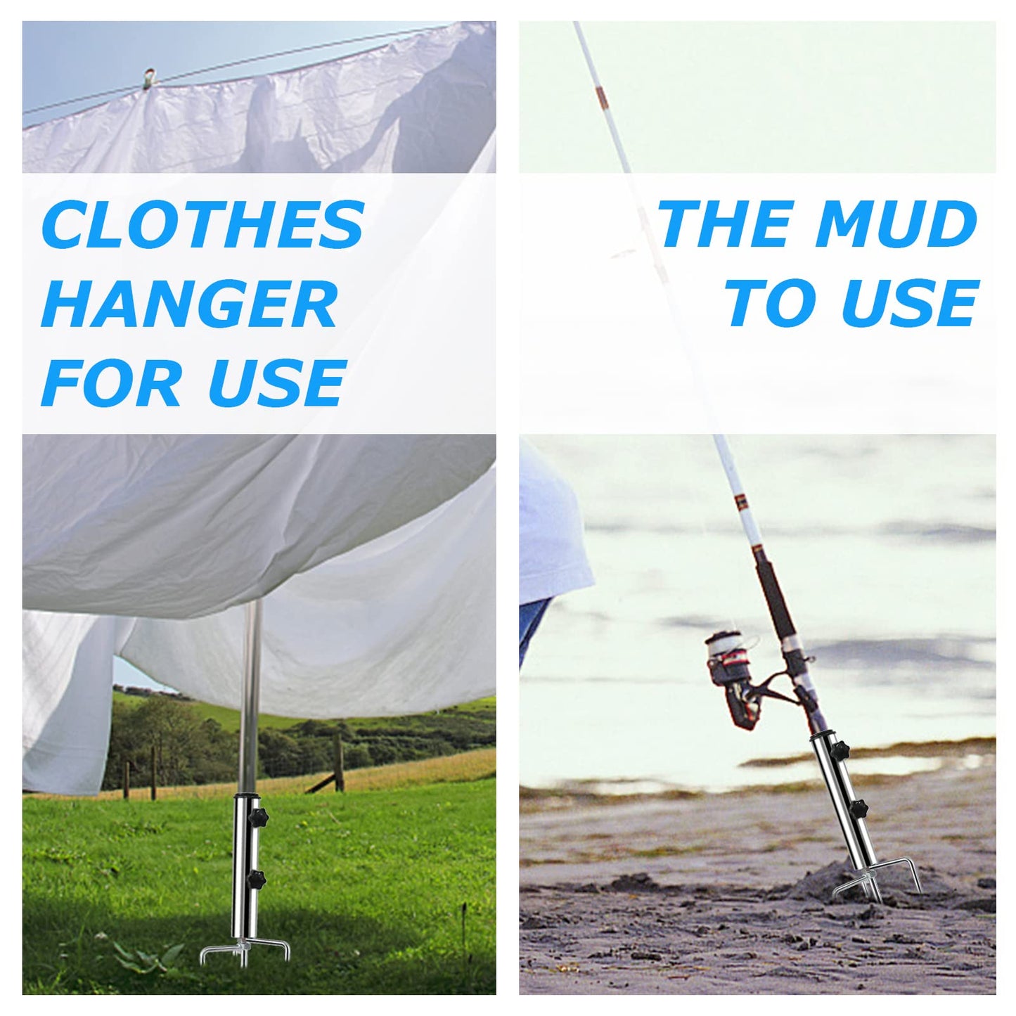 weallbuy Removable Portable Umbrella Base, Beach Umbrella Sand Anchor with 4 Legs, Adjustable Heavy-Duty Metal Sun Holder, Outdoor Parasol Stand for Beach, Grass, and Sand