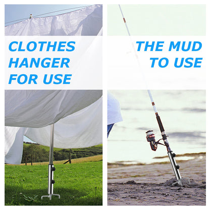 weallbuy Removable Portable Umbrella Base, Beach Umbrella Sand Anchor with 4 Legs, Adjustable Heavy-Duty Metal Sun Holder, Outdoor Parasol Stand for Beach, Grass, and Sand
