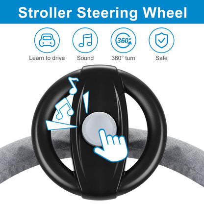 Accmor Stroller Steering Wheel Toy, Simulated Steering Wheel for Stroller Shopping Carts Cart Universal Detachable Pretend Driving Funny Toy Attachment