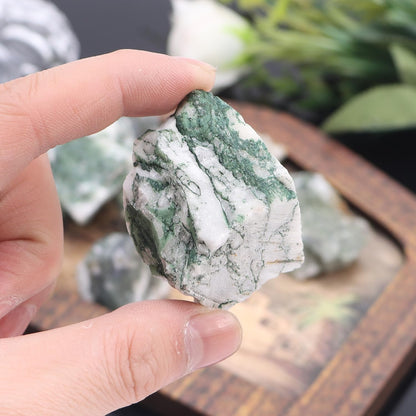 1Lb Moss Agate Rocks Raw Crystals and Healing Stones for Jewelry Making, Healing, Meditation, Sculpture, Lapidary, Polishing, Reiki Crytsal