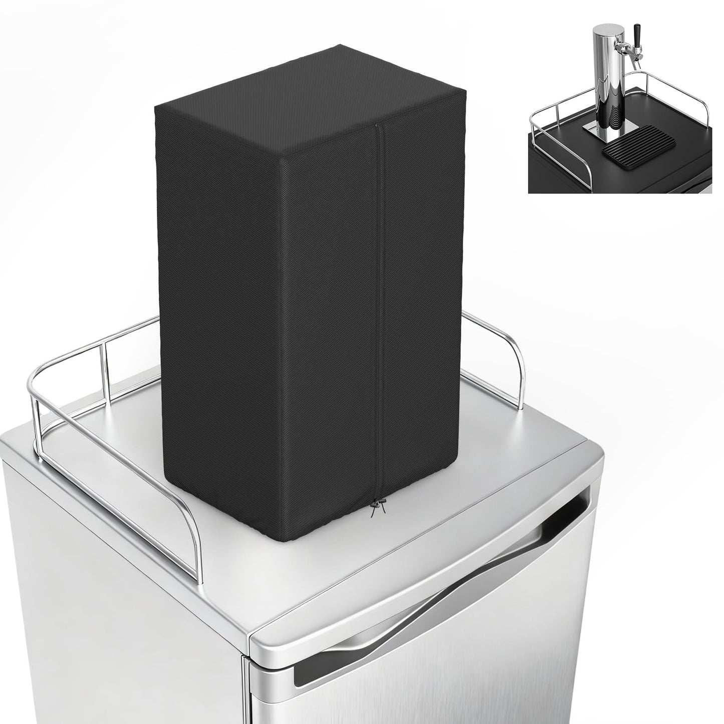 COSHNIBI Kegerator Beer Tower Cover,Waterproof and Dustproof Kegerator Tap Covers with Insulation Layer for Single or Double Tap Draft Tower,10.23"L x 6.69"W x 18.11"H,Black(Cover Only)