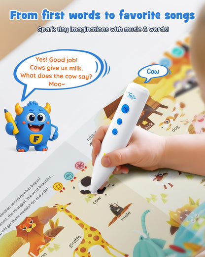 Musical Word Talking Pen Book Set, Interactive Audio Sound Books, Learning Education Toys, Early Educational Autism Therapy Birthdays for Toddlers Kids 1 2 3 4 5