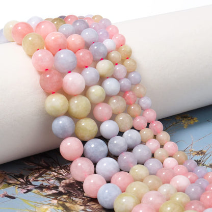 60pcs 6mm Natural Morganite Gemstone Beads Energy Healing Crystal Round Loose Stone Beads for Jewelry Making, DIY Bracelets Necklaces