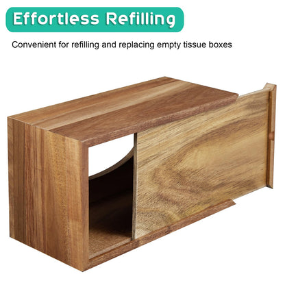 ALELION Rectangular Tissue Box Cover for 120, 160 Count Box - Acacia Wood Rectangle Tissue Box Holder - Decorative Facial Cube Tissue Box Cover for Tabletop Night Stands Bathroom Office