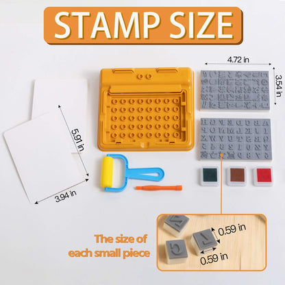 Montessori Toys Educational Alphabet Stamps Set for Kids - 3 Washable Ink Pads & 80Pcs Stamper | Fine Motor Learning: Letter, Number & Animals | Toddler Arts and Crafts, Preschool Classroom Must Have