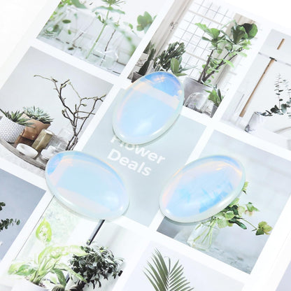 Nvzi Opalite Crystal Palm Stone, Worry Stones, Crystals and Healing Stones, Polished Rocks, Natural Gemstones, Chakra Stones for Healing Crystals Daily Use