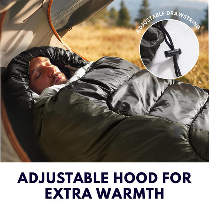TANSTRIDER XXL Winter Sleeping Bags for Adults Cold Weather,Camping Sleeping Bag for Kids with Compression Sack,4 Season Camping Essentials Gear for Hiking,Traveling,Outdoor,Backpacking,Climbing