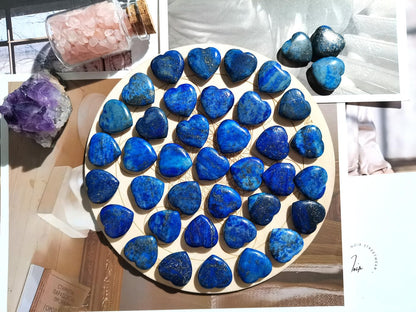 QINJIEJIE 20PCS Lapis Lazuli Heart Stones Crystals Bulk Love Shaped Worry Stone Heart Rock Pocket Gemstones Polished Palm Gems Crystal Reiki Balancing Wholesale Cute Stone Decor Gift