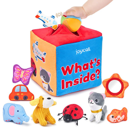 JoyCat Baby Toys - Mystery Soft Box with 10 Sensory Objects + Silicone Alphabet Magnetic Letters, 26 Uppercase ABC Fridge Magnets for Toddlers & Kids