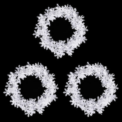CCINEE 75 Feet Snowflake Wire Garland for Christmas Decoration, White Wired Tinsel Garlands for Xmas Tree Wreath Craft Birthday Winter Wonderland Party Ornaments 3 Roll