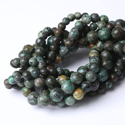 African Turquoises Stone Natural Stone Beads Gems Round Loose Beads Jewelry Making DIY Bracelet Necklace Accessory 1 Strand 60PCS 6MM 15"