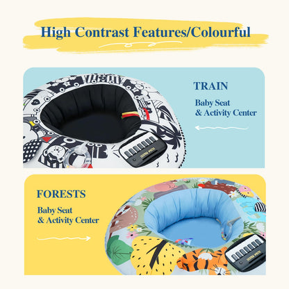 Lovvie & Joy 3-in-1 Baby Seat & Tummy Time & Play Activity Center Ring,Soft Infant Seats for Sitting Up Chair 0-12 Months Babies with Toys for Early Sensory Exploration and Motor Skill Development