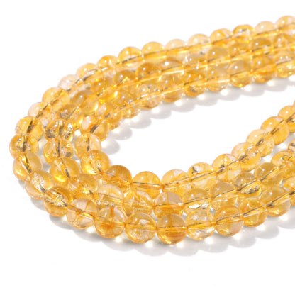 Risyfjew 100PCS 8mm Natural Citrine Beads Gemstone Round Loose Beads for Jewelry Making Chakra Crystal Stone Beads for Bracelets Necklace Earrings Making Supplies (100pcs/Strand)