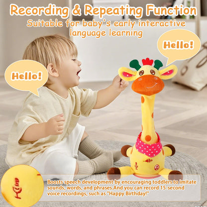 Dancing Talking Musical Giraffe Toy, Tummy Time Toy with Volume Adjustment, Singing Giraffe Stuffed Animal 10 Children's Songs Light Up Toys, Repeating What You Say, Baby Easter Basket Stuffers Gifts