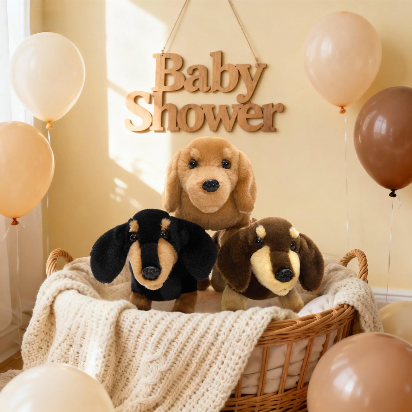 MorisMos 3 Packs Dachshund Stuffed Animals in Bulk,13'' Realistic Weiner Dog Toys for Kid Girl Boy Adult,Lifelike Weiner Dog Puppy Plushies,Bulk Small Stuffed Animal Dachshund Gifts for Birthday Party