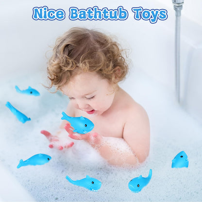 Mototo 30 Pieces Rubber Shark Toys Bulk, Cute Bath Squishy Toys Small Swimming Bathtub Pool Kids Play for Shark Week Themed Box Goodie Bags Treasure Hunt Carnival Cruise Birthday Party Favor, Blue