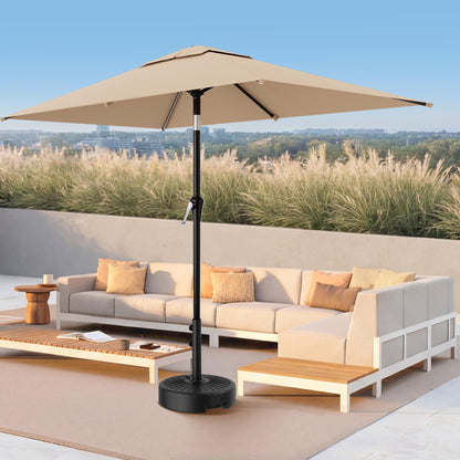 AreShark 6.5' x 10' Rectangular Patio Umbrellas for Outdoor, Outdoor Table Umbrella, Large Outdoor Patio Umbrellas with 6 Sturdy Ribs for Pool, Garden, Deck & Market (Beige)