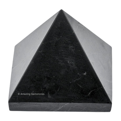 Amazing Gemstone Shungite Pyramid Crystal Healing Stones - 1.5" Great Pyramid Figurine of Natural Stone Pyramid for Meditation, Reiki, Chakra Balancing and Crystal Pyramids Grid