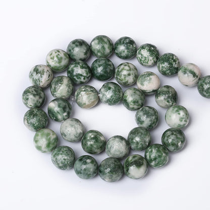 60pcs 6mm Natural Green Spot Stone Stone Beads for Jewelry Making Loose Spacer Round Beads DIY Bracelets Necklaces 15" (6mm, Green Spot Stone)