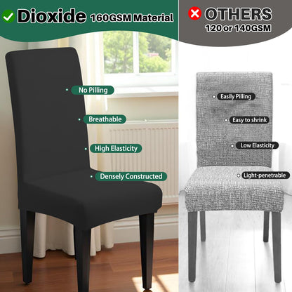 Dioxide High Stretch Chair Covers for Dining Chairs, Washable Dining Chair Covers Set of 6, Soft Dining Chairs Seat Covers, Parsons Chair Slipcover Protectors for Home Hotel Restaurant Banquet
