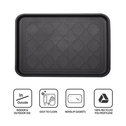 WATANIYA PET Boot Tray for Entryway Indoor, Heavy Duty Shoe Mat Tray 2 Packs, 16.7"x12.8" Waterproof Shoes Trays with Raised Edge, Outdoor Multi-Purpose Mats for Boots, Garden, Pets