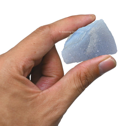 Amazing Gemstone Blue Lace Agate Raw Crystals and Healing Stones, Natural Rocks for Tumbling and DIY Raw Stones and Crystals (1 Piece)