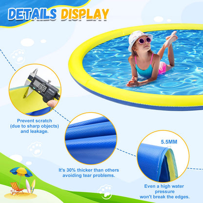 127 inch Extra Large Non-Slip Splash Pad Sprinkler for Kid and Dog, Kiddie Dog Pool, Toddler Outdoor Toys for Ages 3-12 Boys Girls, Summer Outdoor Water Kids Toys, Parent Games, Backyard, Lawn