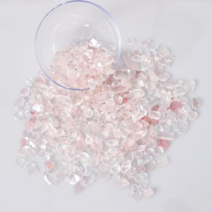 1.1lb Natural Crushed Startlight Rose Quartz Crystal Tumbled Chips-Healing Crystals Chips Bulk, Crushed Crystal Gemstones for Crafts, Beautiful Package for Gift (Startlight Rose Quartz)