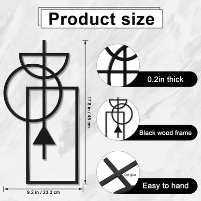 Zzbakress Wall Art, 2 Pcs Wooden Geometric Modern Abstract Wall Decor, 17.8 x 9.3 in, Living Room, Style1