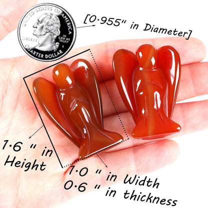 QINJIEJIE Red Carnelian Crystal Angel Decor Guardian Angel Statue Hand Carved Stone Peace Angel Figurines Reiki Gemstones Room Home Office Decorations Gifts for Women