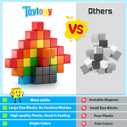 48PCS Magnetic Blocks for Toddlers Outdoor Toys, Large Magnetic Cube Toy for Sensory Montessori Education Preschool Magnet Toys for 3 4 5 6 Year Old Boys and Girls