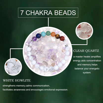 Ayriwoyi Chakra Bracelet for Women Healing Crystal Bracelet White Turquoise Beaded Stone Spiritual energy Bracelet For Women Crystals And Healing Stones