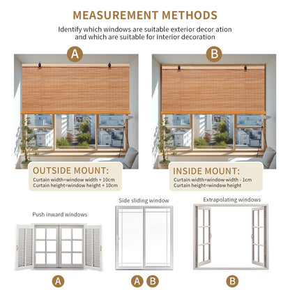 Bamboo Shades for Windows,Bamboo Blinds for Outdoor Patio,Custom Size, Privacy Protection, Easy Installation, Durable & Stylish Blinds for Living Room, Bedroom, Balcony