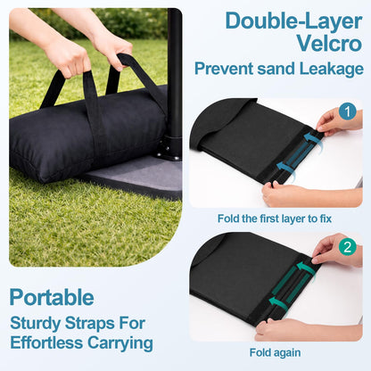 EMART 4 Packs 200LBS Umbrella Base Weights, Durable Sand Bags for Weight, Weatherproof Fillable Heavy Duty Sandbags for Backyard Umbrella, Outdoor Furniture, Garden, Trampoline, Poolside Accessories