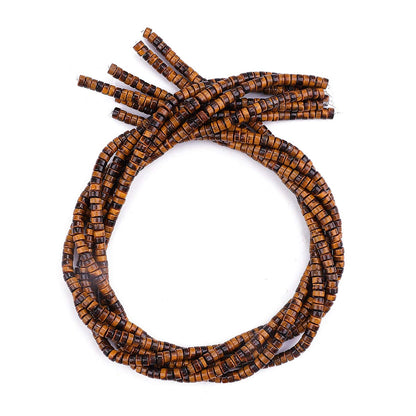 BEADIA Natural Yellow Tiger Eye Spacer Beads Caps Loose Semi Gemstone for Beading Jewelry Making 4mmx2mm 38cm